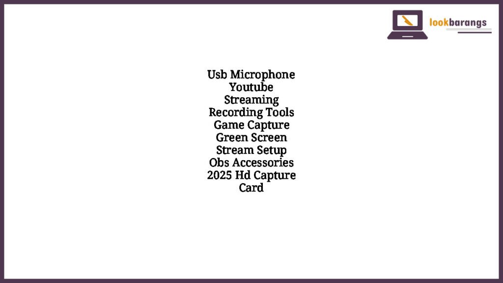 Usb Microphone Youtube Streaming Recording Tools Game Capture Green Screen Stream Setup Obs Accessories 2025 Hd Capture Card